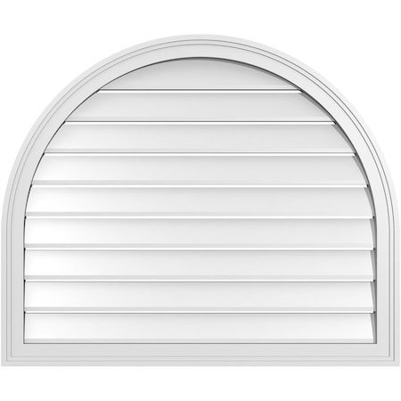 Ekena Millwork Round Top Surface Mount PVC Gable Vent: Functional, w/ 2"W x 1-1/2"P Brickmould Frame, 36"W x 30"H GVPRT36X3002SF